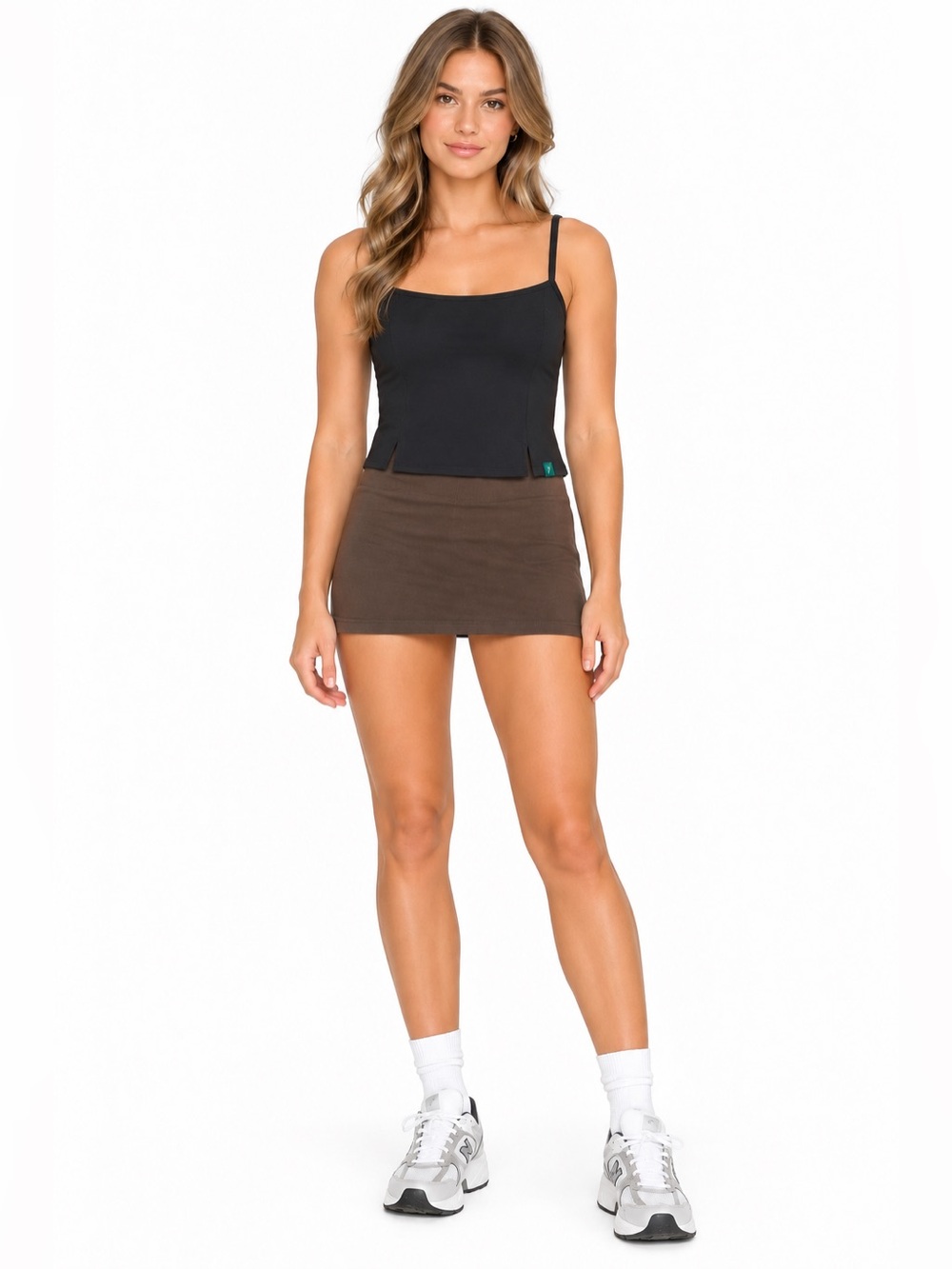 Geel SET! Skort Brown & cami tank Black Athletic Modal Blend